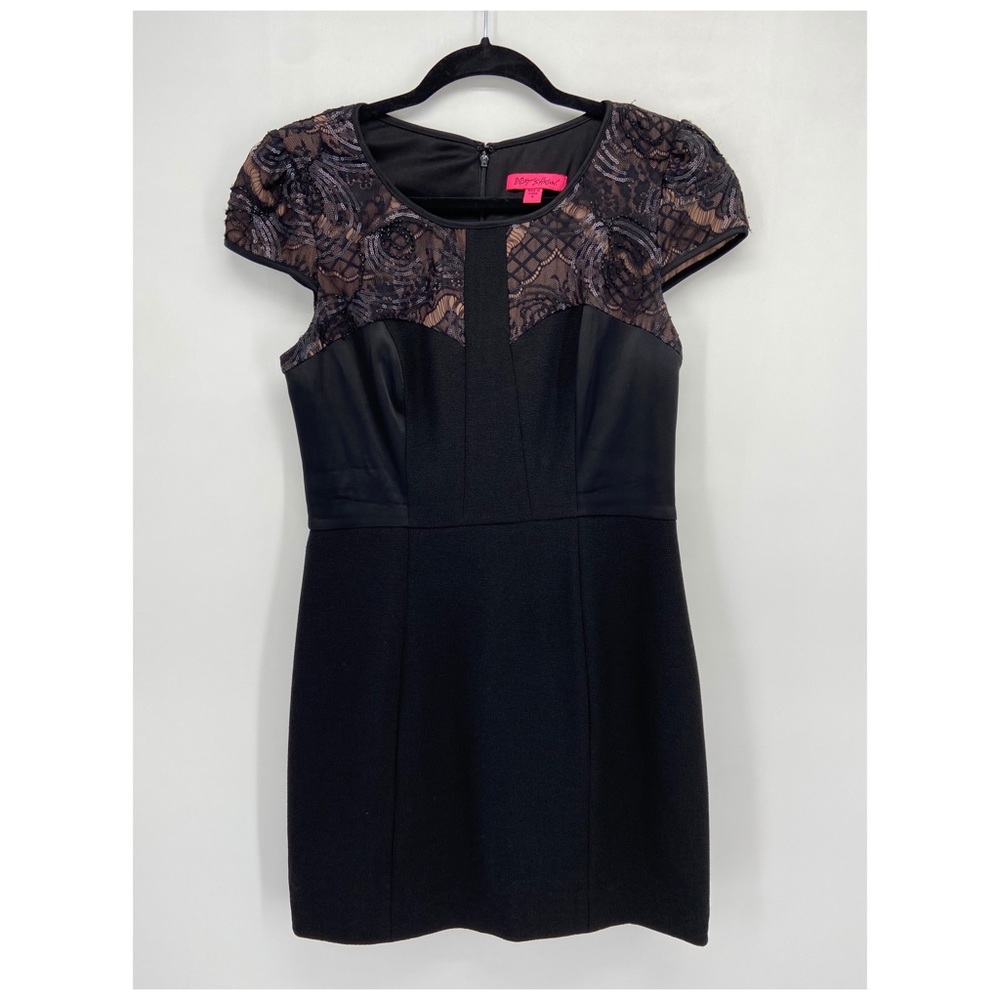 Betsey Johnson Black Sequin Lace Sheath Dress - Picture 2 of 6